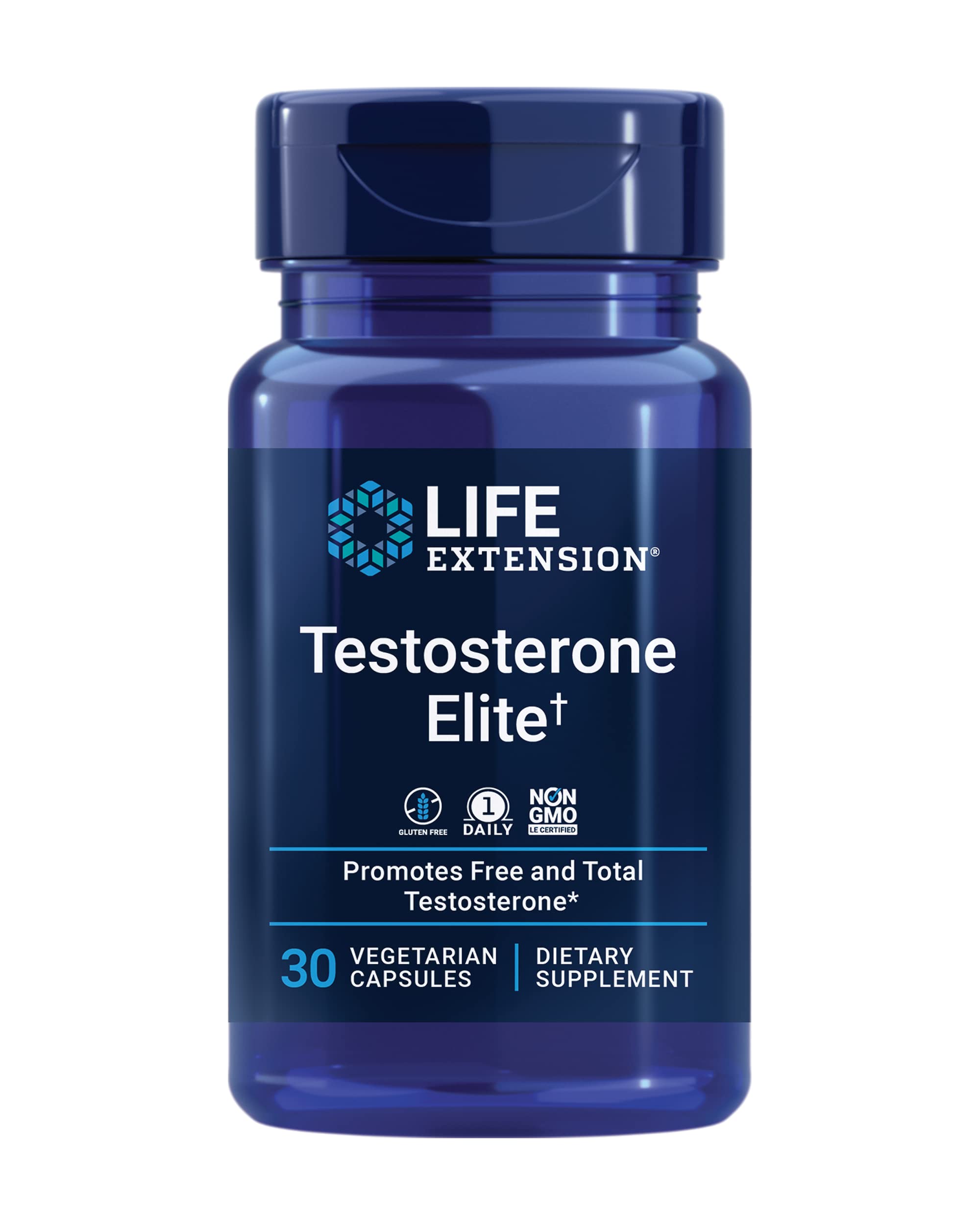 Life Extension Testosterone Elite – Testosterone Production Support Supplement for Men - with Luteolin, Pomegranate and Cacao Seed Extract – Gluten-Free, Non-GMO, Vegetarian – 30 Capsules