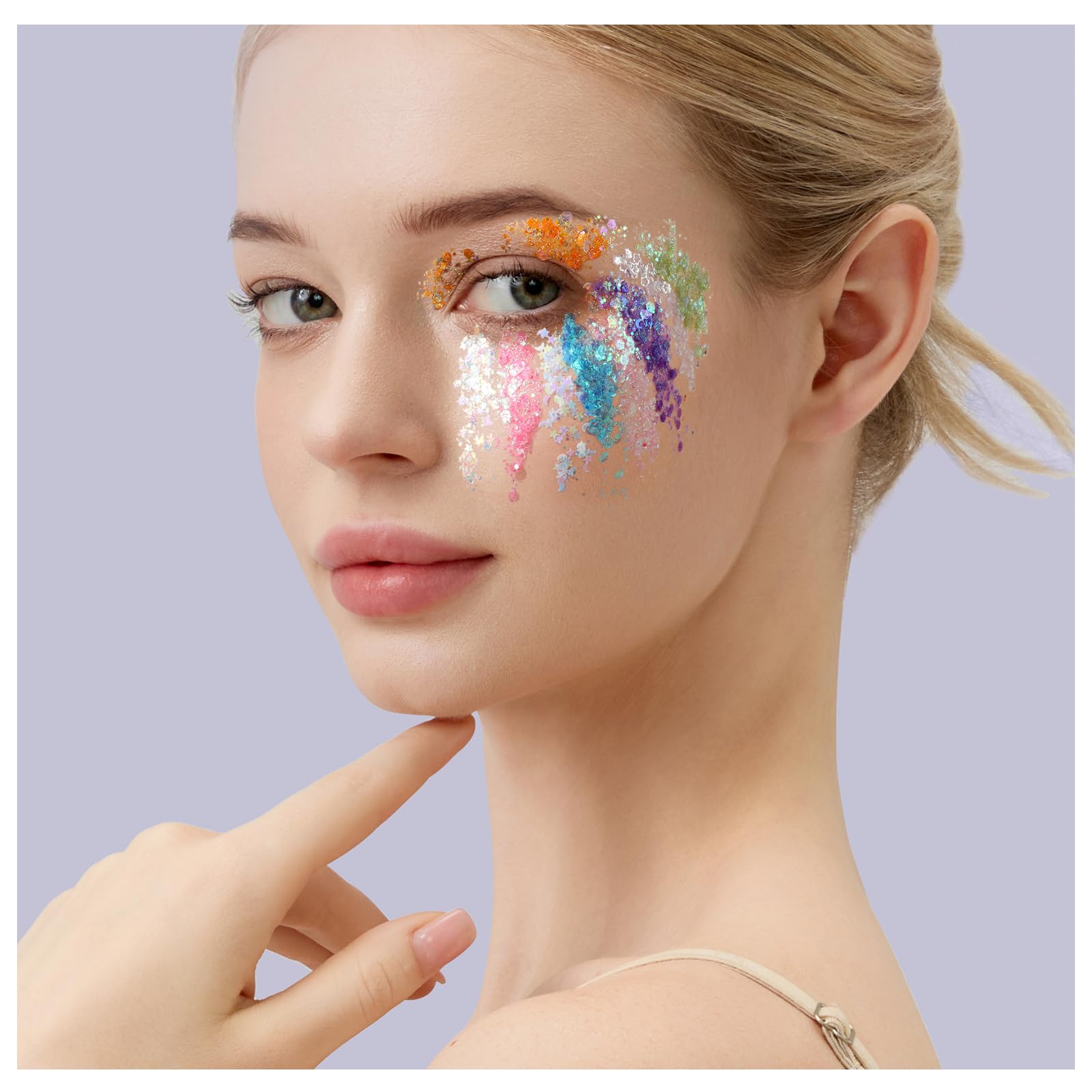 Teenitor Face Glitter, Body Glitter Gel Set, 9 Colors Makeup Gel Glitter for Face and Body, Hair Glitter for Festival Party Cheer