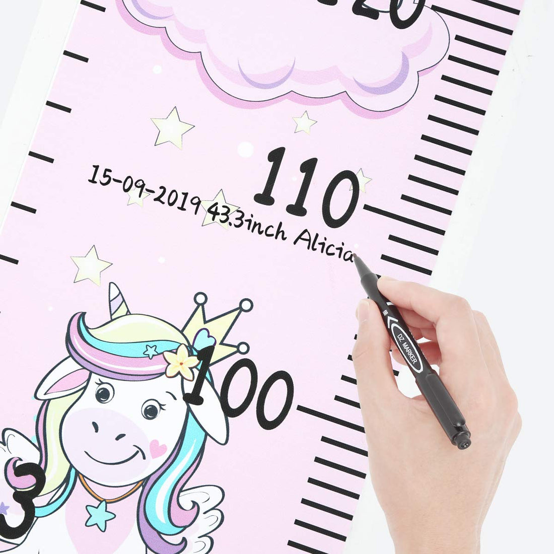 Smlper Growth Chart for Kids,Child Height Chart Ruler for Wall,Wood Frame Fabric Canvas Height Measurement Ruler for Kids Nursery Room,Removable Wall Decor 79x7.9