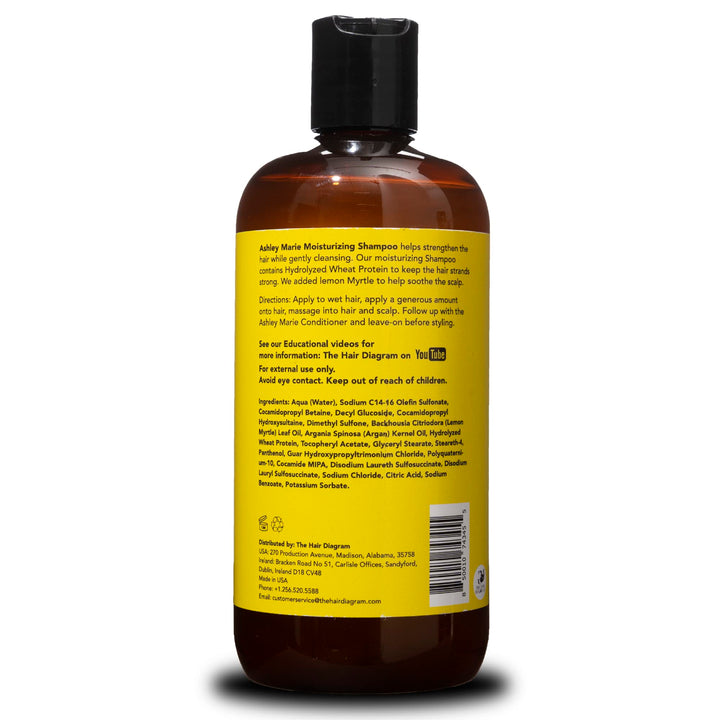 The Hair Diagram - Ashley Marie Moisturizing Shampoo - Natural Cleansing & Strengthening - Restorative Lemon Myrtle Shampoo with Hydrolyzed Wheat Protein - Color Safe - Paraben & Sulfate Free - 12oz