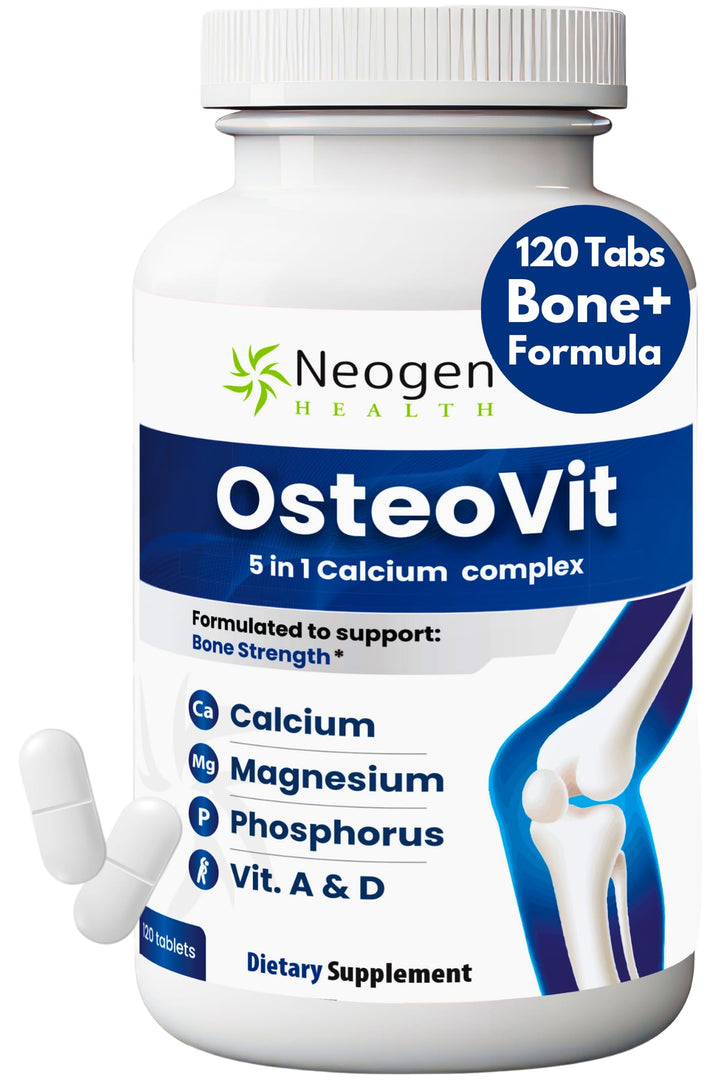 OsteoVit 5-in-1 Calcium 120 tabs Multivitamin: Calcium, Magnesium, Phosphorus, Vitamin D3 & A - Bone Strength & Flexibility*, Non-GMO Gluten Free | Calcium Supplement for Women & Men with Vitamin D