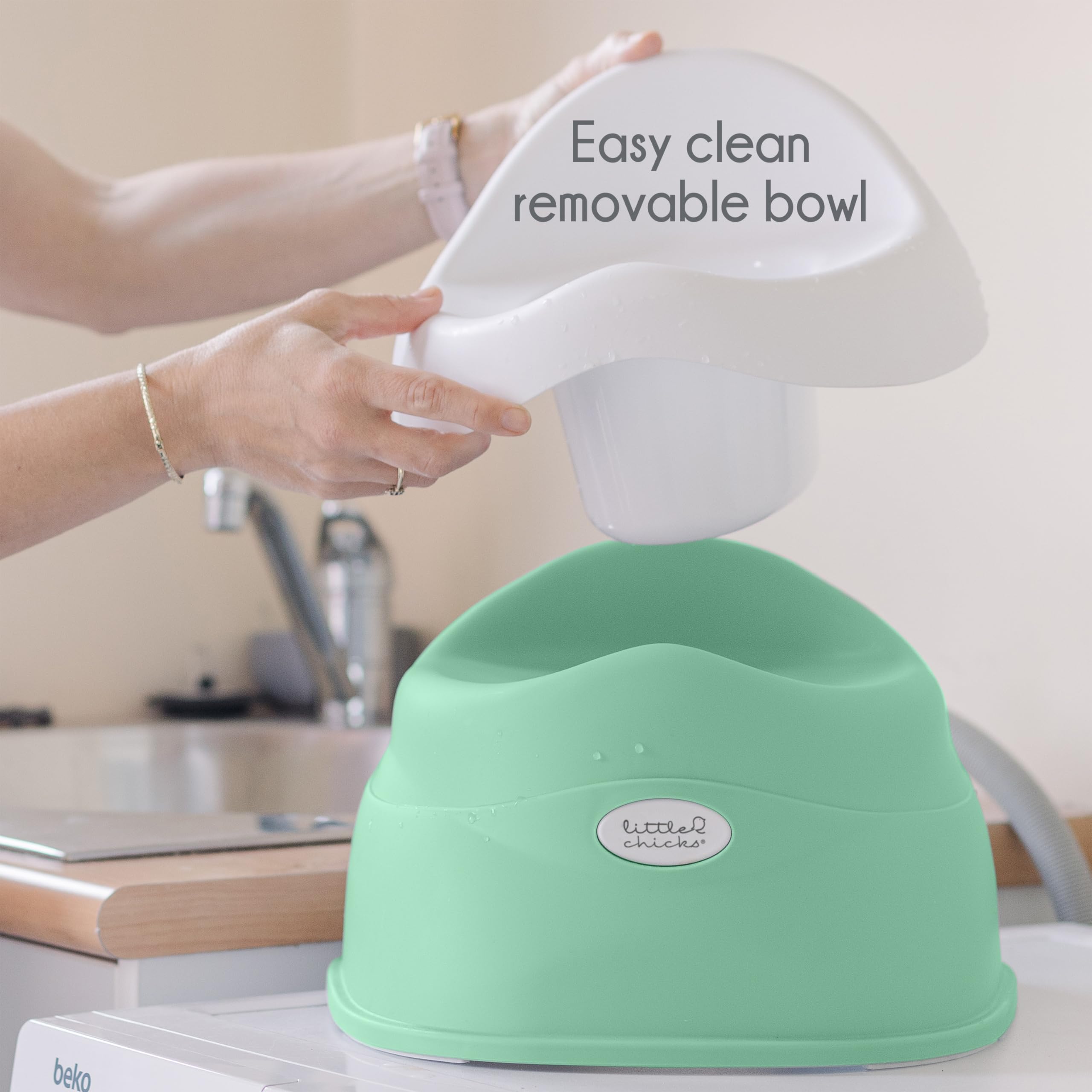 Little Chicks Easy-Clean Toddler Toilet Training Potty Chair with Built-in Splash Guard, Slip-Resistant Base, and Removable Bowl - Perfect Size Kids Potty for Toddlers 18 Months & Above