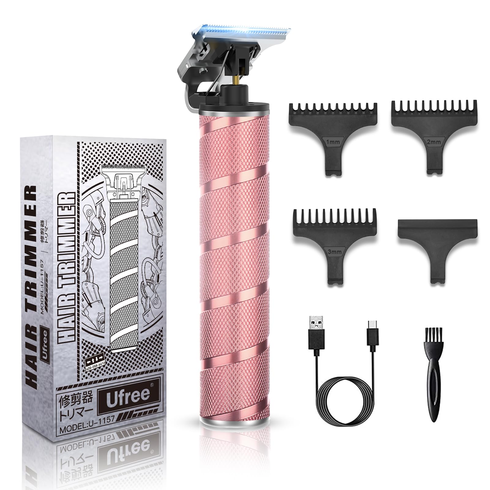 Ufree Hair Clippers + T-Blade Hair Trimmer Kit, Clippers for Hair Cutting Kit Cordless Clippers for Men Women Kids Barber Grooming Kit for Household (Silver)