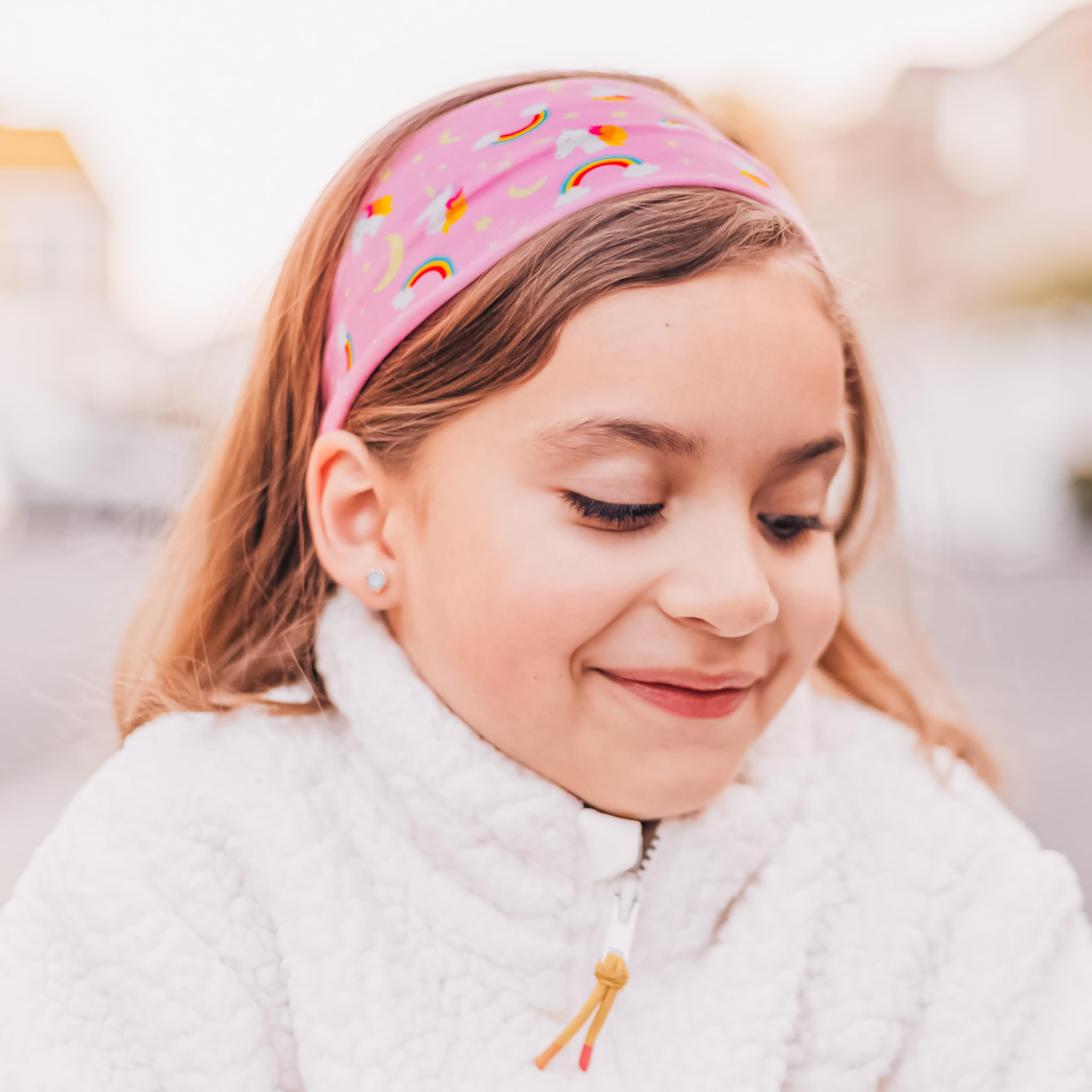 FROG SAC 3 Toddler Headbands for Girls, Wide Elastic Cloth Hair Bands for Kids, Soft Stretch Fabric Head Band Hair Accessories for Children, Cute Sports Yoga Unicorn Butterfly Little Girl Headband