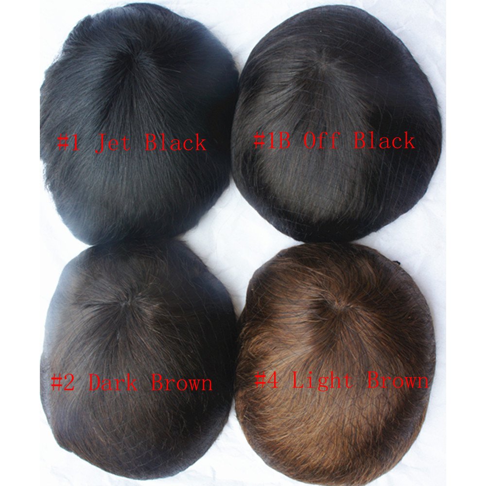 N.L.W. European virgin human hair toupee for men with SOFT THIN Super Swiss lace, 10 x 8 Straight hair pieces for men #1 Jet black