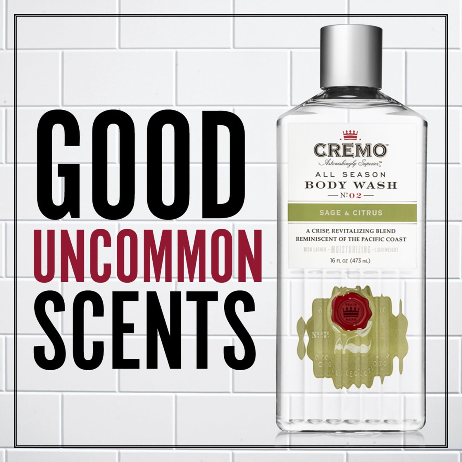 Cremo All Season Body Wash, Sage & Citrus, 16 Ounce