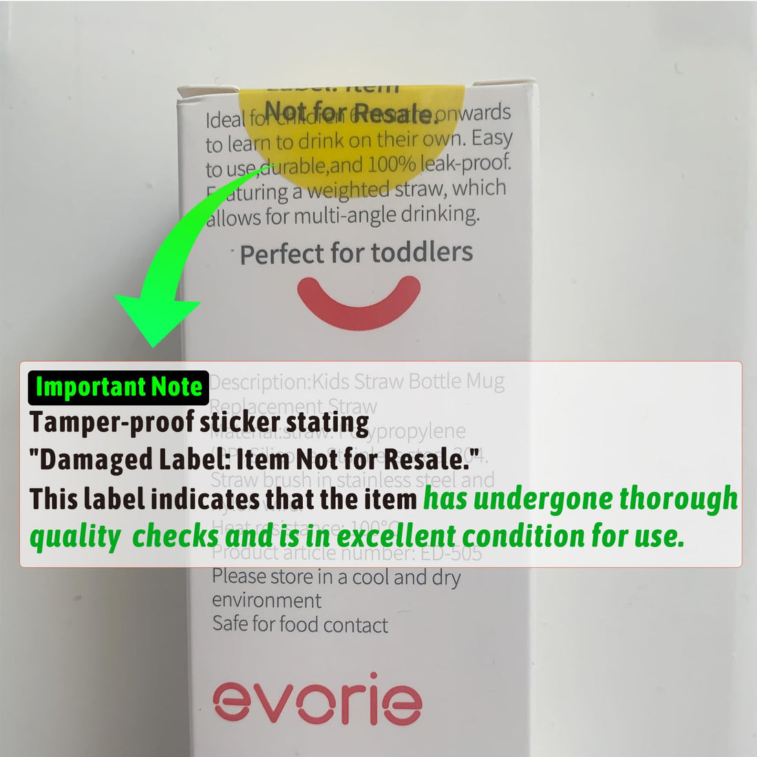 Evorie Replacement Straw for 10 Oz Evorie Tritan Toddler Water Bottle with Detachable Handles (Pack of 1)