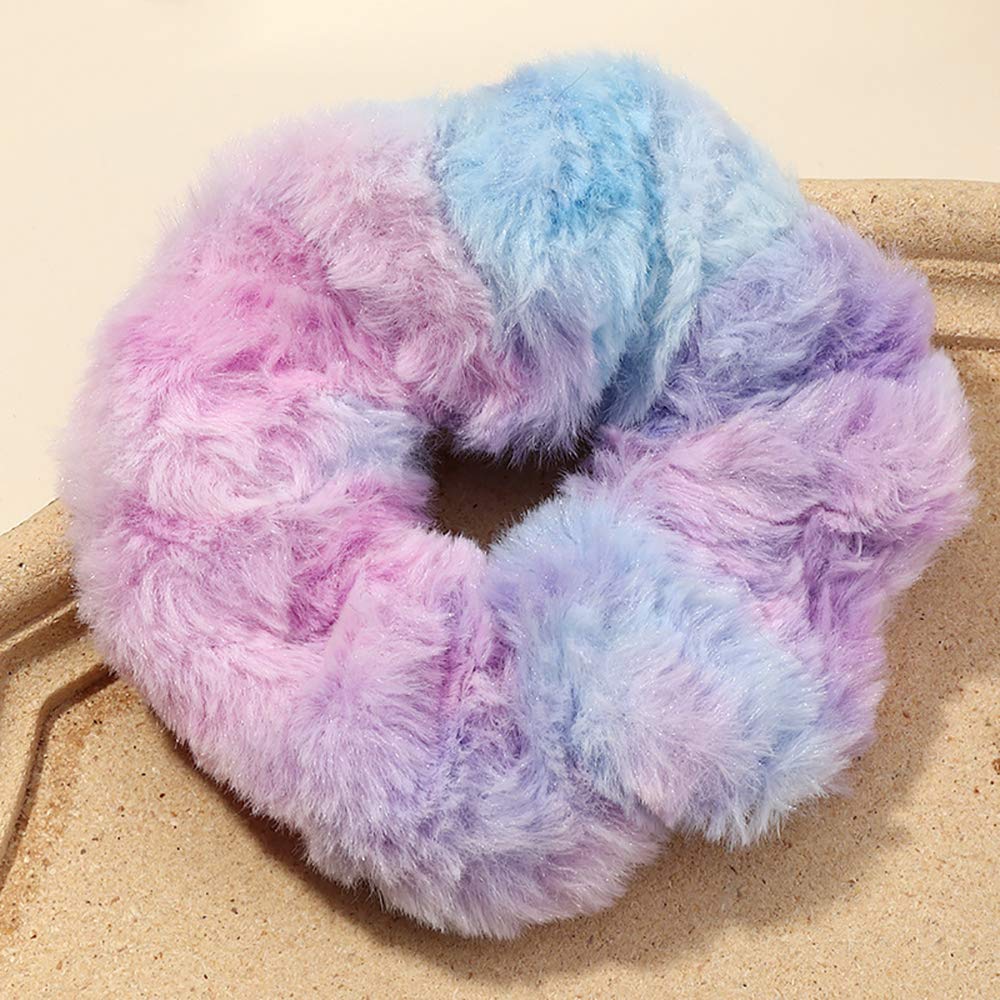 6 Pcs Leopard Towel Scrunchies for hair Drying with Tie dye and Solid Soft Microfiber Hair Scrunchies Thick Fuzzy Scrunchies for hair Frizz Free Hair Bobbles Ropes Traceless Ponytail Holder Cow Hair