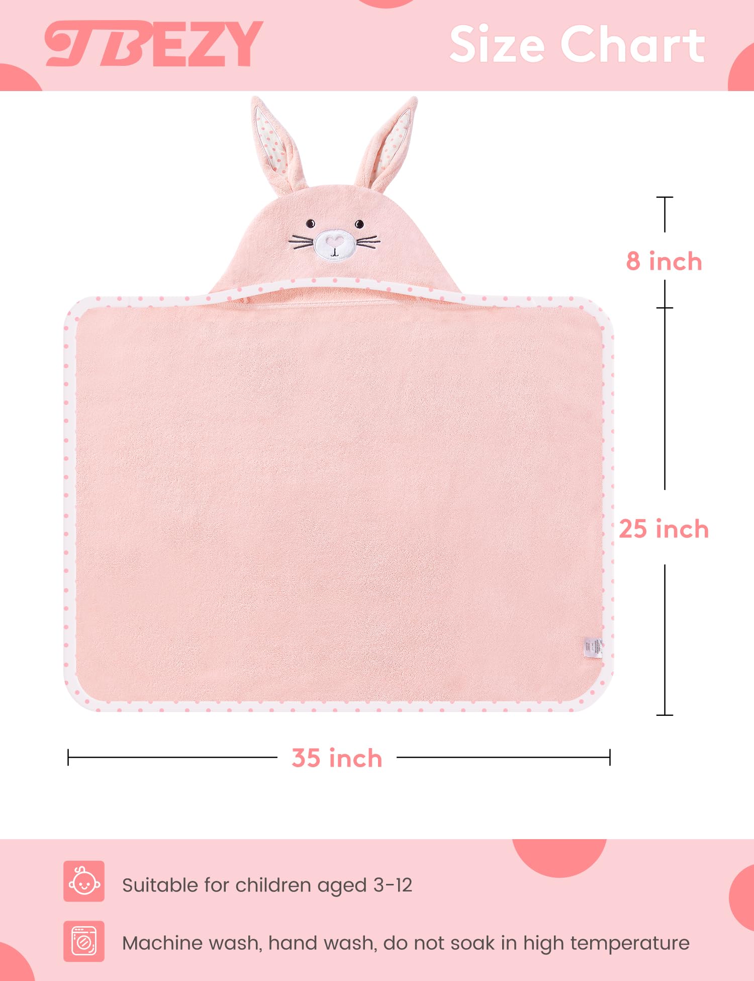 TBEZY Baby Hooded Towel with Unique Animal Design Ultra Soft Thick Cotton Bath Towel for Newborn (Bunny)