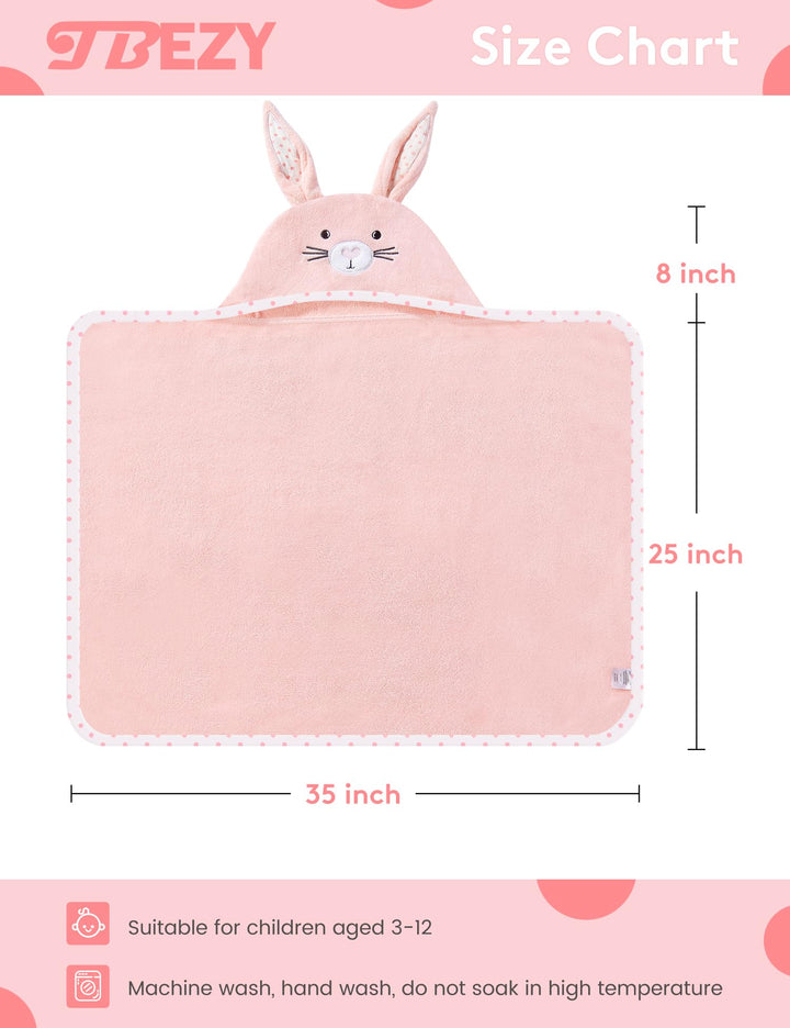 TBEZY Baby Hooded Towel with Unique Animal Design Ultra Soft Thick Cotton Bath Towel for Newborn (Bunny)