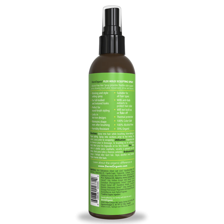 DermOrganic Flex Hold Sculpting Spray for Hair with Pomegranate Anti-Fade Extract - Alcohol-Free Styling Mist, 8 fl.oz