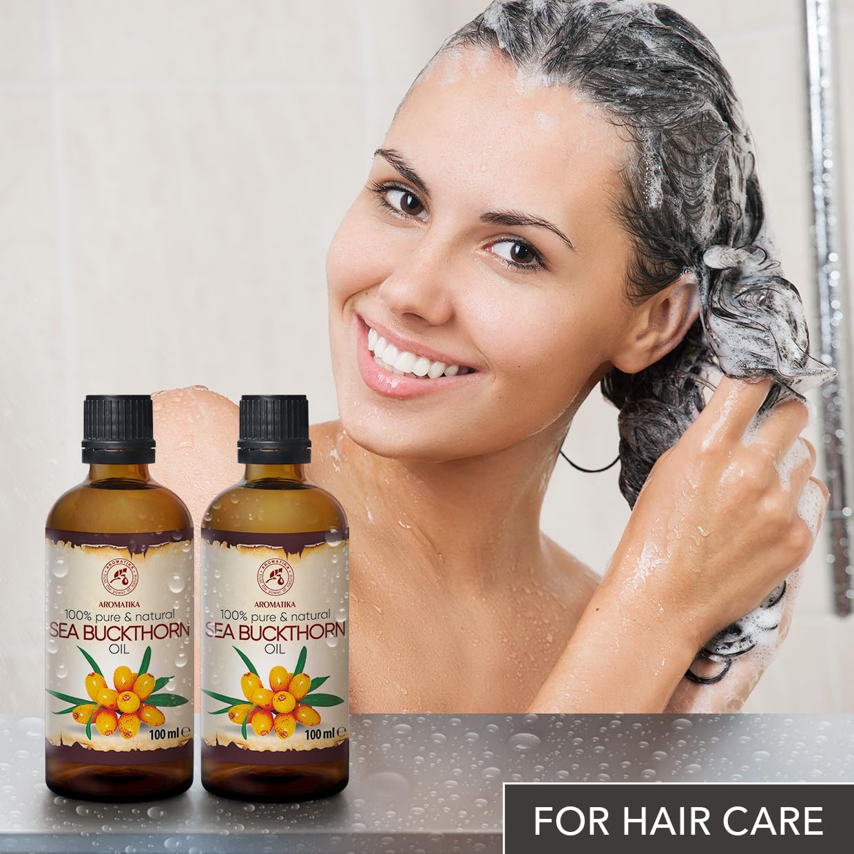 Sea Buckthorn Oil (2pack of 2 x 3.4oz) 6.8oz - Cold Pressed - Pure & Natural - Hippophae Rhamnoides - Carrier Oil for Essential Oils - Nails - Hair - Face & Body Care