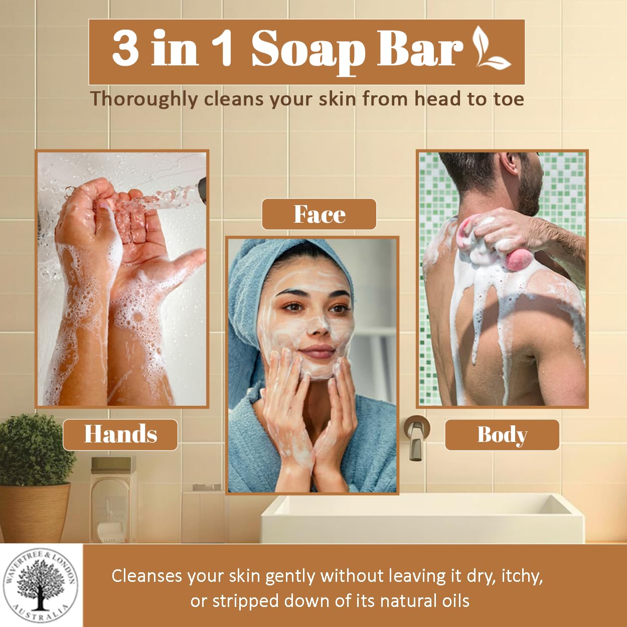 Wavertree & London Sandalwood & Patchouli Scented Natural Soap (8 Bars), 7oz Moisturizing French Triple Milled Soap Bars enriched with shea butter - Pure Plant Oil Bath & Body Soap for All Skin Types