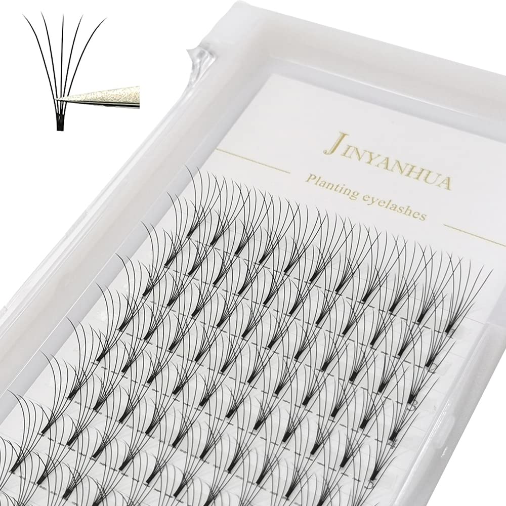 JINYANHUA Premade Eyelash Fans Extension 8-15mm Length 4d/5d/6d/7d/8d 0.07mm Short Stem Handmade Fans Premade Professional Eyelash Extensions Faux Mink (13mm, 5D-0.07-D)