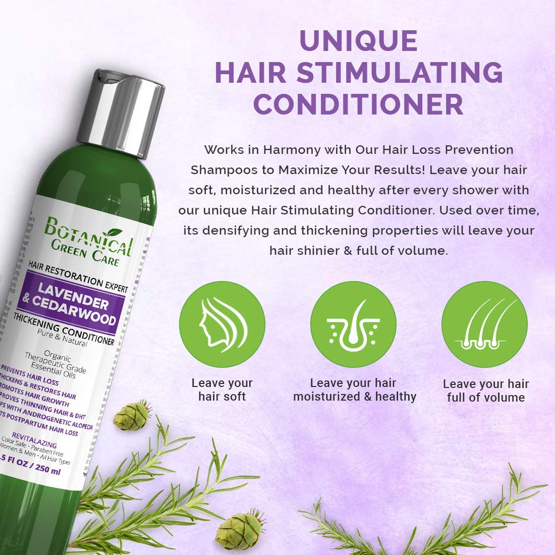 8 oz , Lavender & Cedarwood : Hair Loss Prevention Therapy Premium OrganicDeep Moisturizing & Intensive Reconstructive Conditioner“Lavender & Cedarwood”