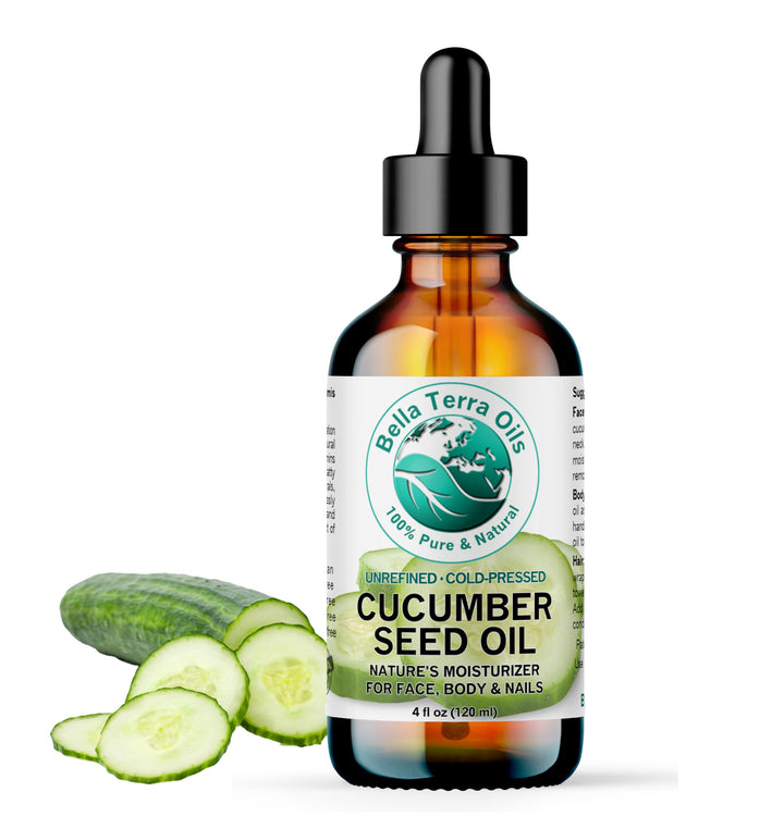 Bella Terra Oils - Cucumber Seed Oil 4 oz - Embrace the Essence of Cucumber, Rich in Linoleic Acid & Phytosterols, Elevate Your Face and Skin Routine