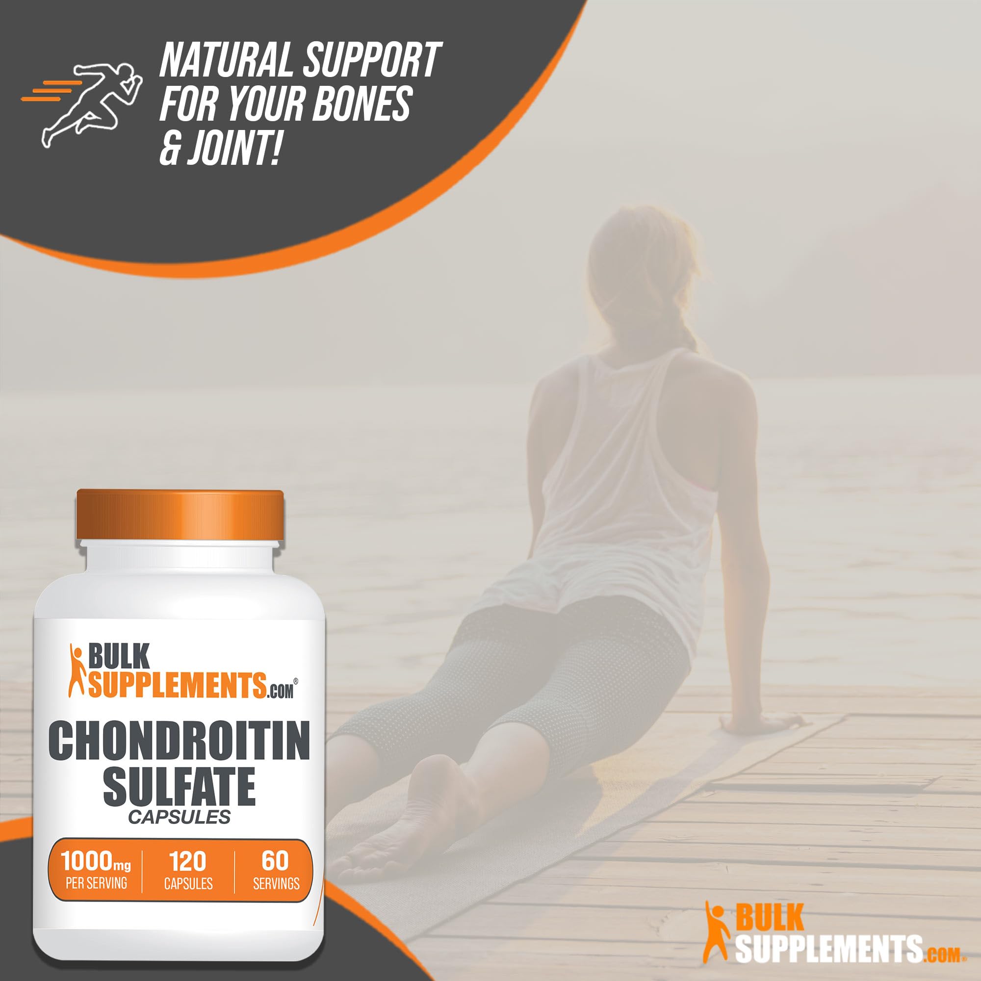 BulkSupplements.com Chondroitin Sulfate Capsules - Chondroitin Sulfate Supplements, Chondrotin Sulfate 1000 mg - Bone & Joint Supplement, Gluten Free, 2 Capsules per Serving, 120 Capsules