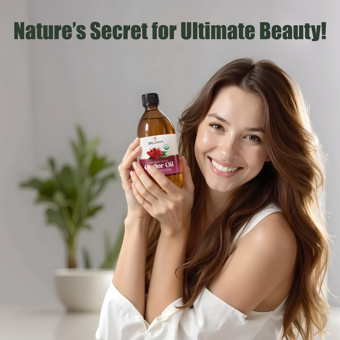 Organic Castor Oil Cold Pressed Unrefined (Glass Bottle 16.2 Oz), USDA Certified Organic, Aceite de Ricino 100% Pure y Natural, Hexane Free, Castor Oil for Hair Growth, Eyelashes & Eyebrows.