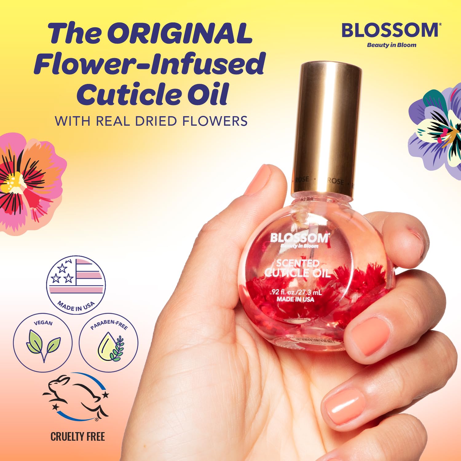 Blue Cross - Blossom Cuticle Oil with Real Flowers 0.5oz (BLCOF4 - Orange)