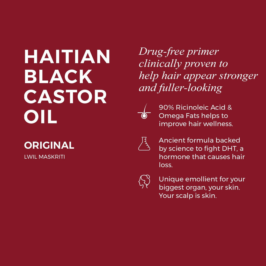 Kreyol Essence - Haitian Black Castor Oil for Skin and Hair, Glass Bottle - Fuller-Looking Hair, Pure, Hexane Free, Cold Pressed, Natural Humectant
