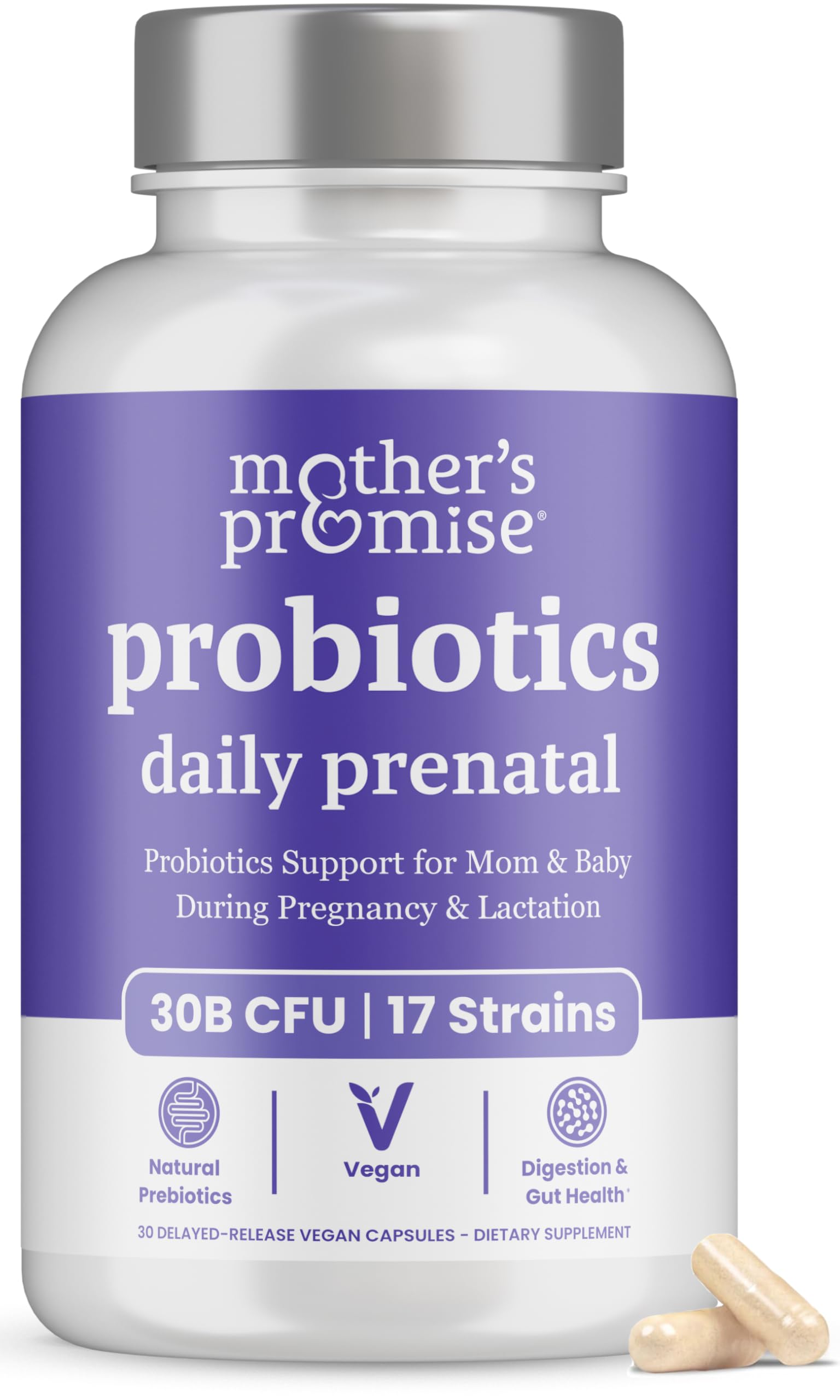 Prenatal Probiotics for Women | 30 Billion CFU, 17 Strains + Organic Prebiotics | Supports Digestion, Gut & Immune Health for Mom & Baby | Womens Probiotic for Pregnancy & Lactation | Vegan Capsules