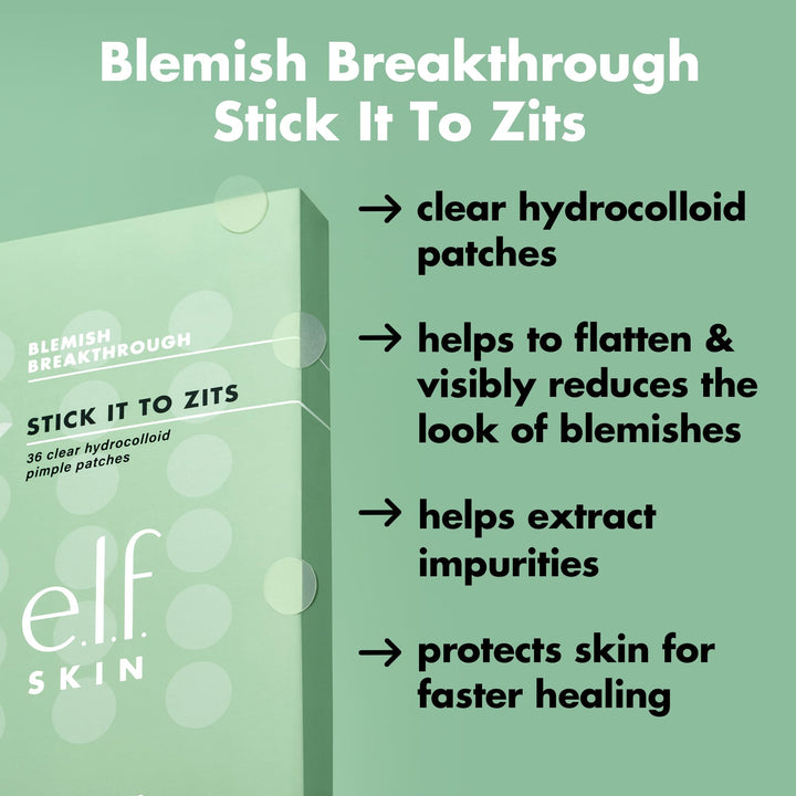 e.l.f. SKIN Blemish Breakthrough Stick It To Zits Pimple Patches, Helps Reduce The Look of Blemishes & Heal, Vegan & Cruelty-free, 36 Patches