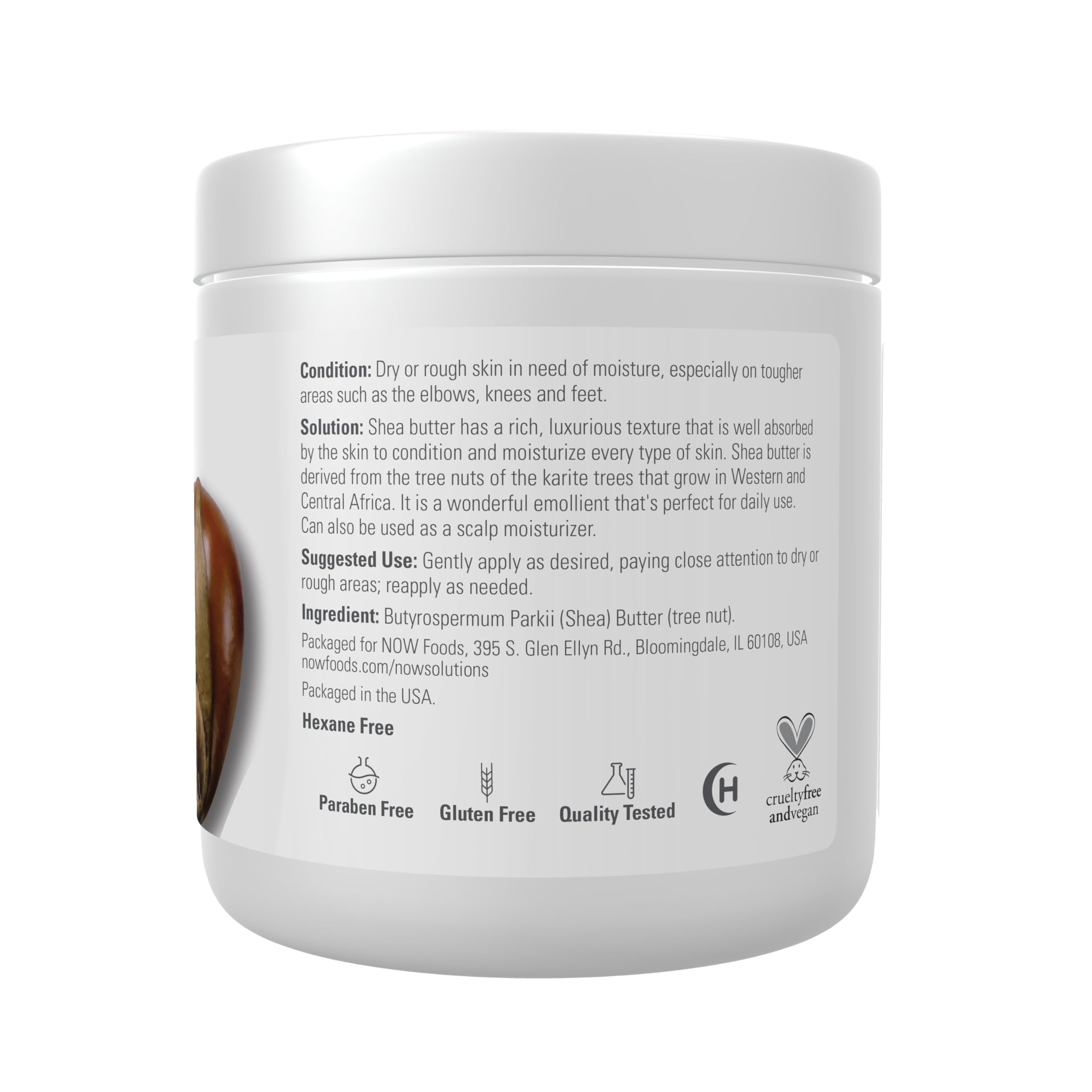 NOW Foods Solutions, Shea Butter, Skin Emollient, Seals in Moisture for Dry Rough Skin, 7-Ounce