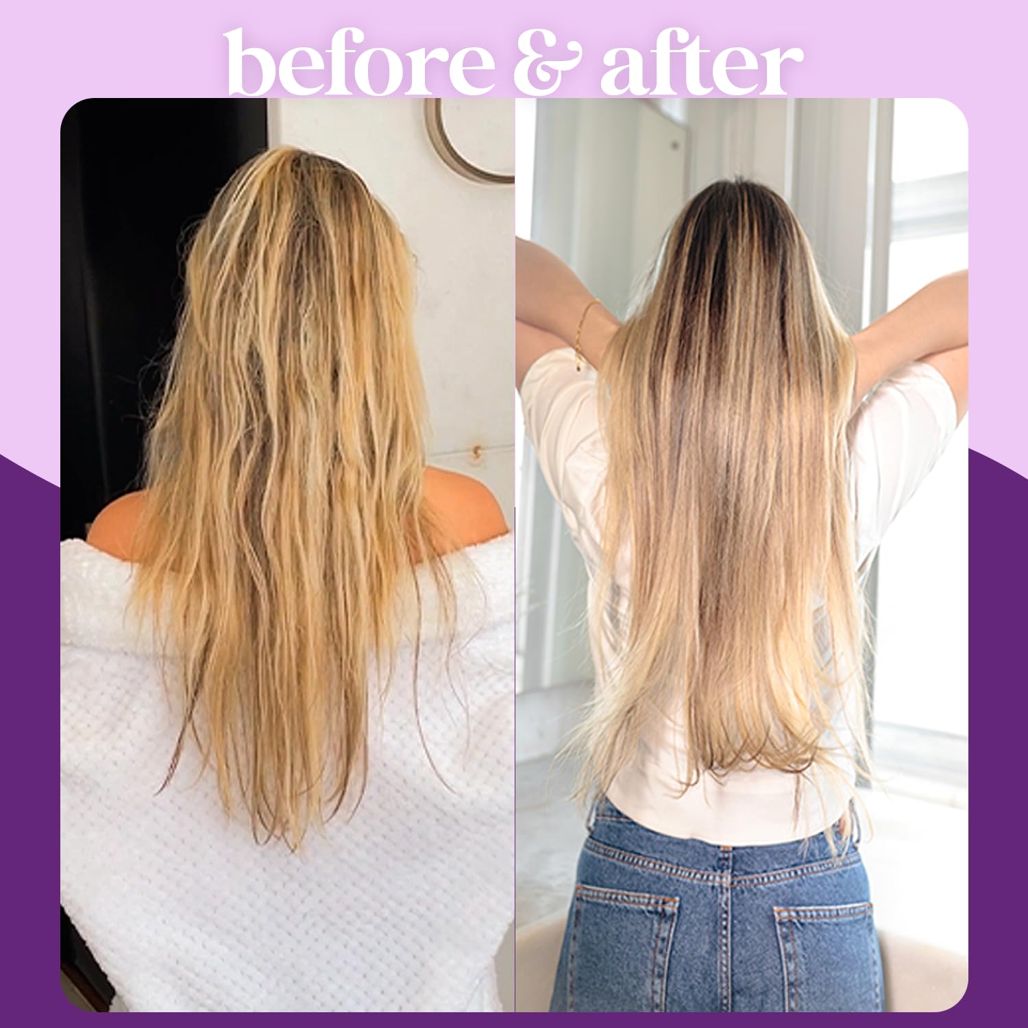 VIRÁ Brazilian Shampoo and Conditioner Set, Parabens Free, Damage Repair & Reconstruction, Anti-Frizz, Color Treated Hair, Triple Hydration, Grape Moment 17.6 Fl Oz Each