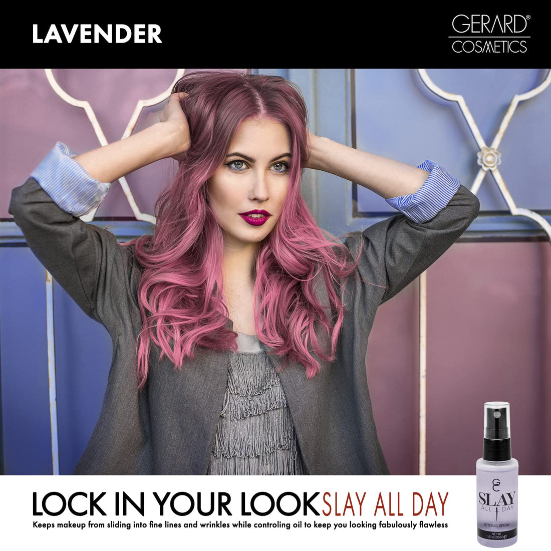 GC Make Up Setting Spray - Gerard Cosmetics MINI Slay All Day Lavender - OIL CONTROL Spray A MUST HAVE For Your Makeup Routine - Travel Size 1oz