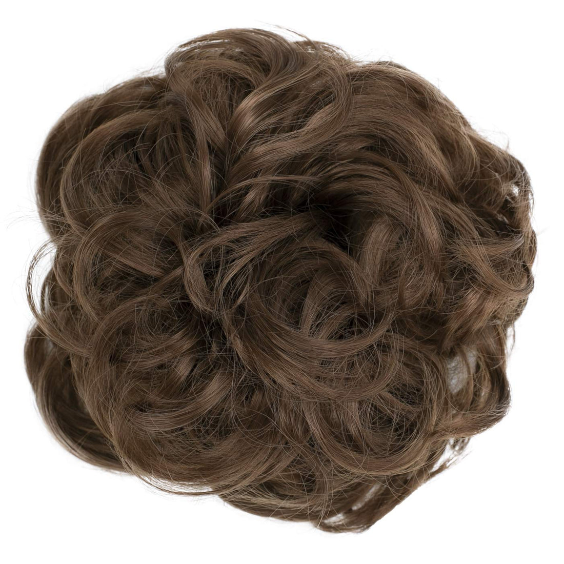 Light brown G6E_12A : PRETTYSHOP Hairpiece Hair Rubber Scrunchie Scrunchy Updos VOLUMINOUS Curly Messy Bun Light brown G6E_12A