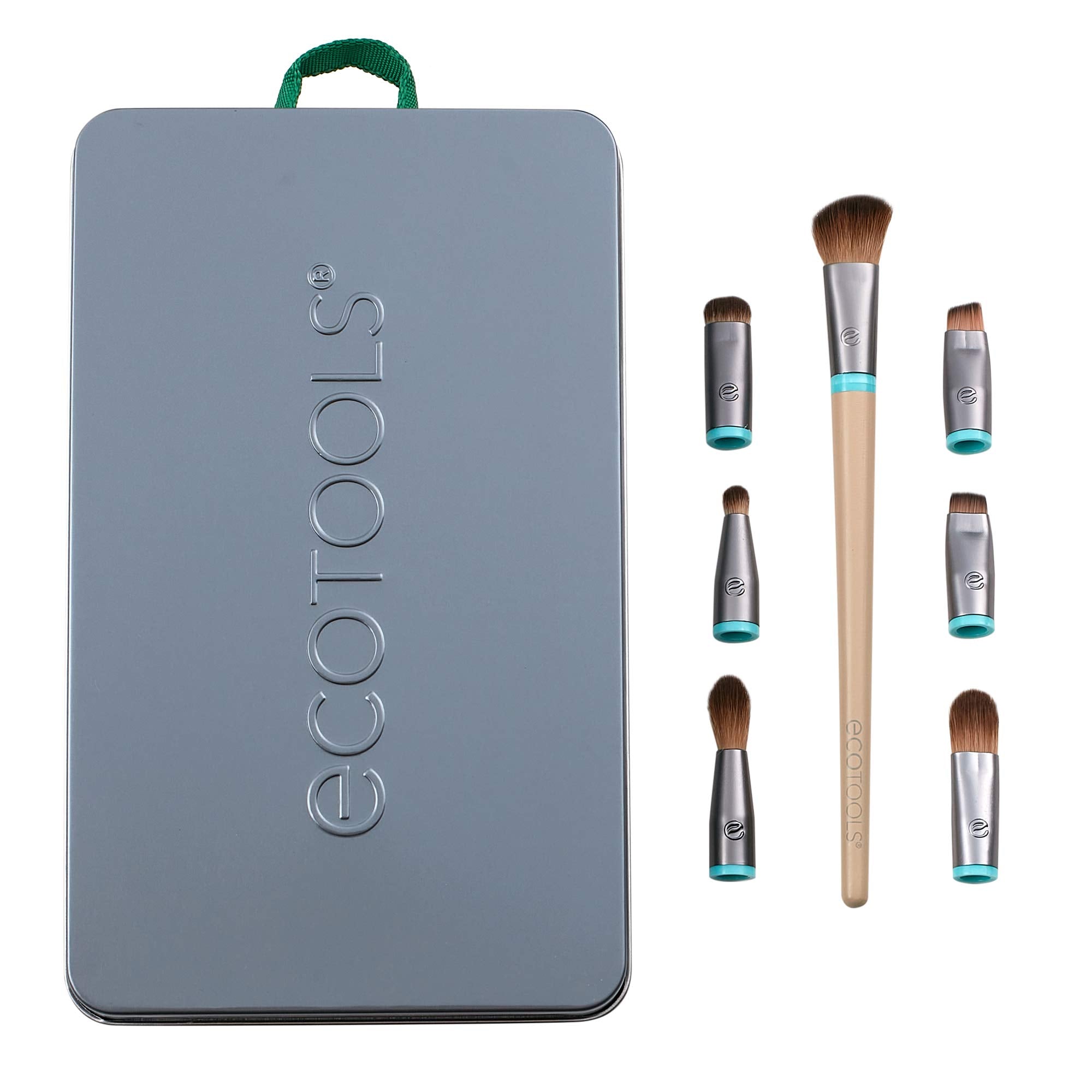 EcoTools Interchangeables Total Renewal Eye Makeup Brush Kit, Customizable Makeup Brushes for Eyeshadow, Travel-Friendly Kit, Eco-Friendly Synthetic Bristles, Cruelty Free & Vegan, 9 Piece Set