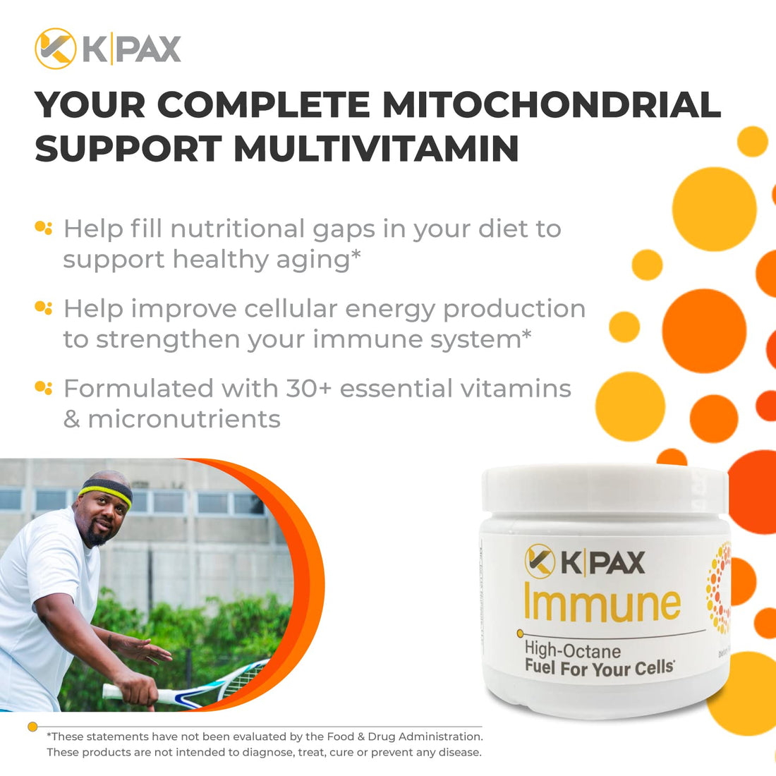 KPAX Immune, High Potency Mitochondrial Energy Supplement - Comprehensive Antioxidant Multivitamin 120 Tablets