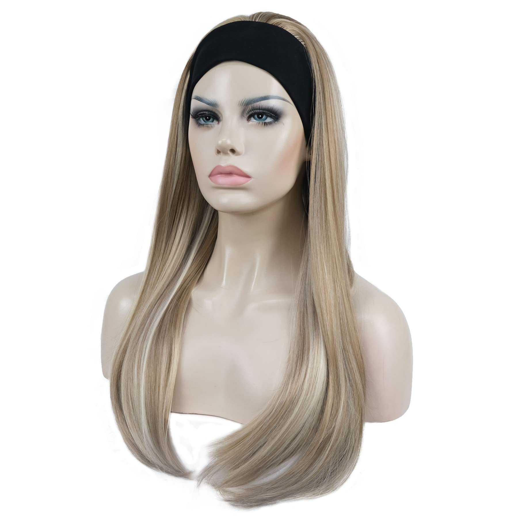 #H16-613: Aimole Long Straight 3/4 Women'S Wigs Hair Piece Synthetic Hair With Black Headband(H16-613)