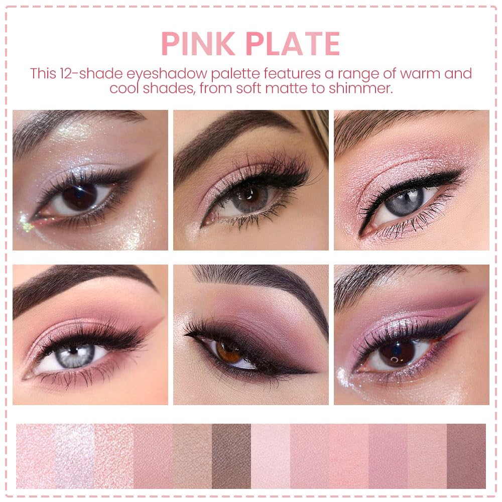 AMY'S DIARY 12-Color Light Pink Brown Eyeshadow Palette for Versatile Day-to-Night Looks – Blendable, Long-Lasting, and Highly Pigmented. Elevate Your Eye Makeup– Unleash Your Unique Style (09#)