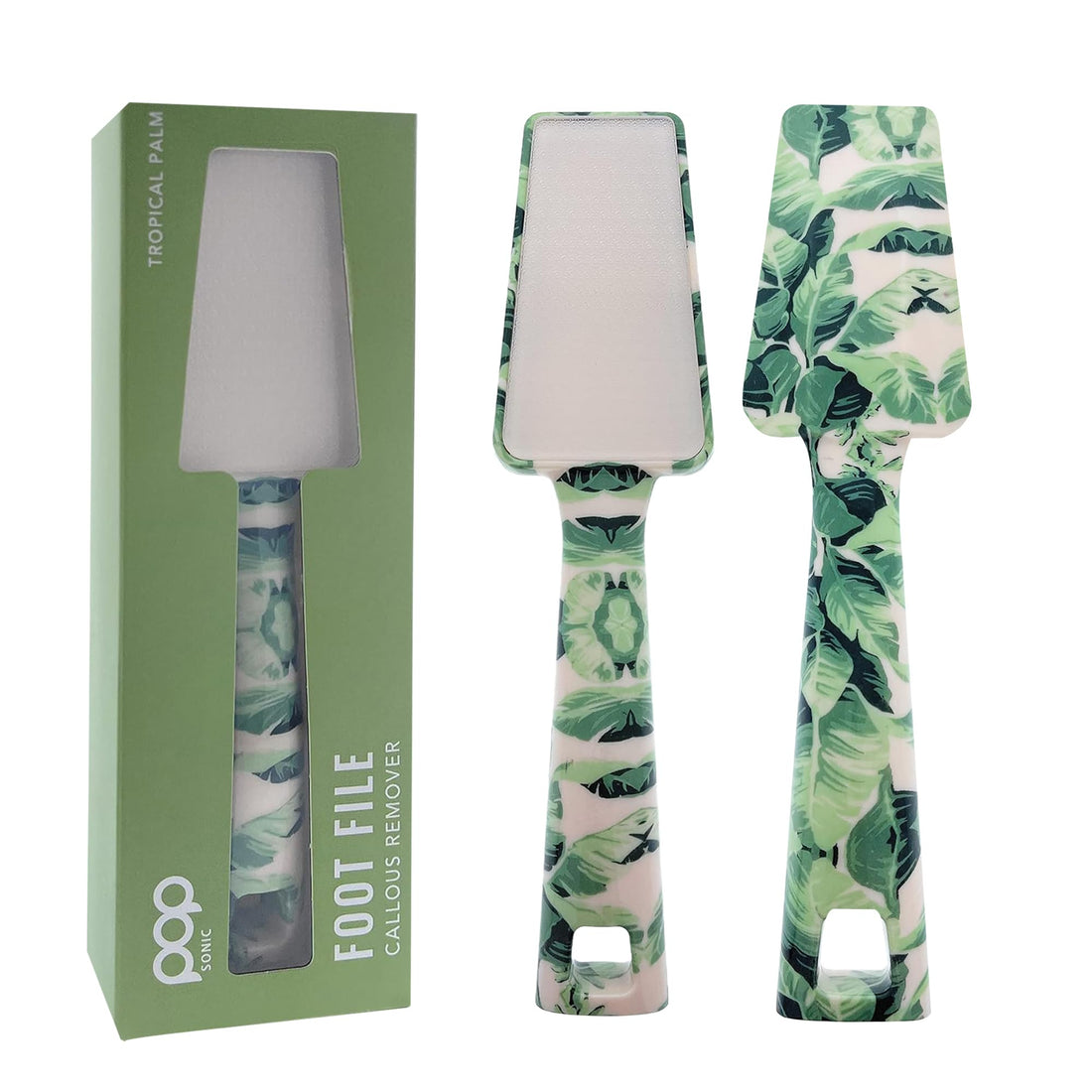 Pop Sonic Nano Glass Foot File (1 Unit) | Foot Callous Removal for Smooth, Soft Feet | Foot Scraper for Dead Skin Remover | Perfect Pedicure Tools at Home or Salon Use (Tropical Palm)