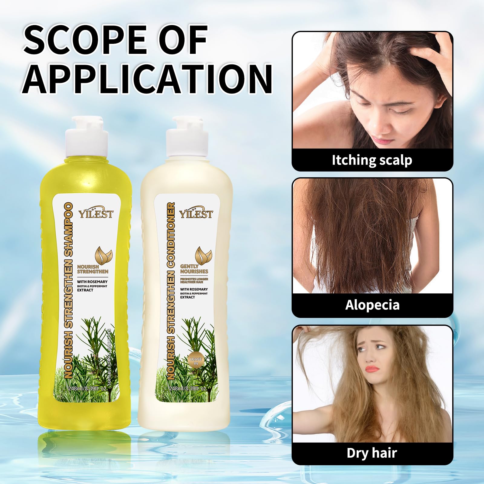 Rosemary Hair Growth Shampoo and Conditioner Set: Stronger, Thicker and Longer Hair for Men & Women - Rosemary Mint Strengthening Shampoo and Treatment Set for Thinning Hair and Hair Loss