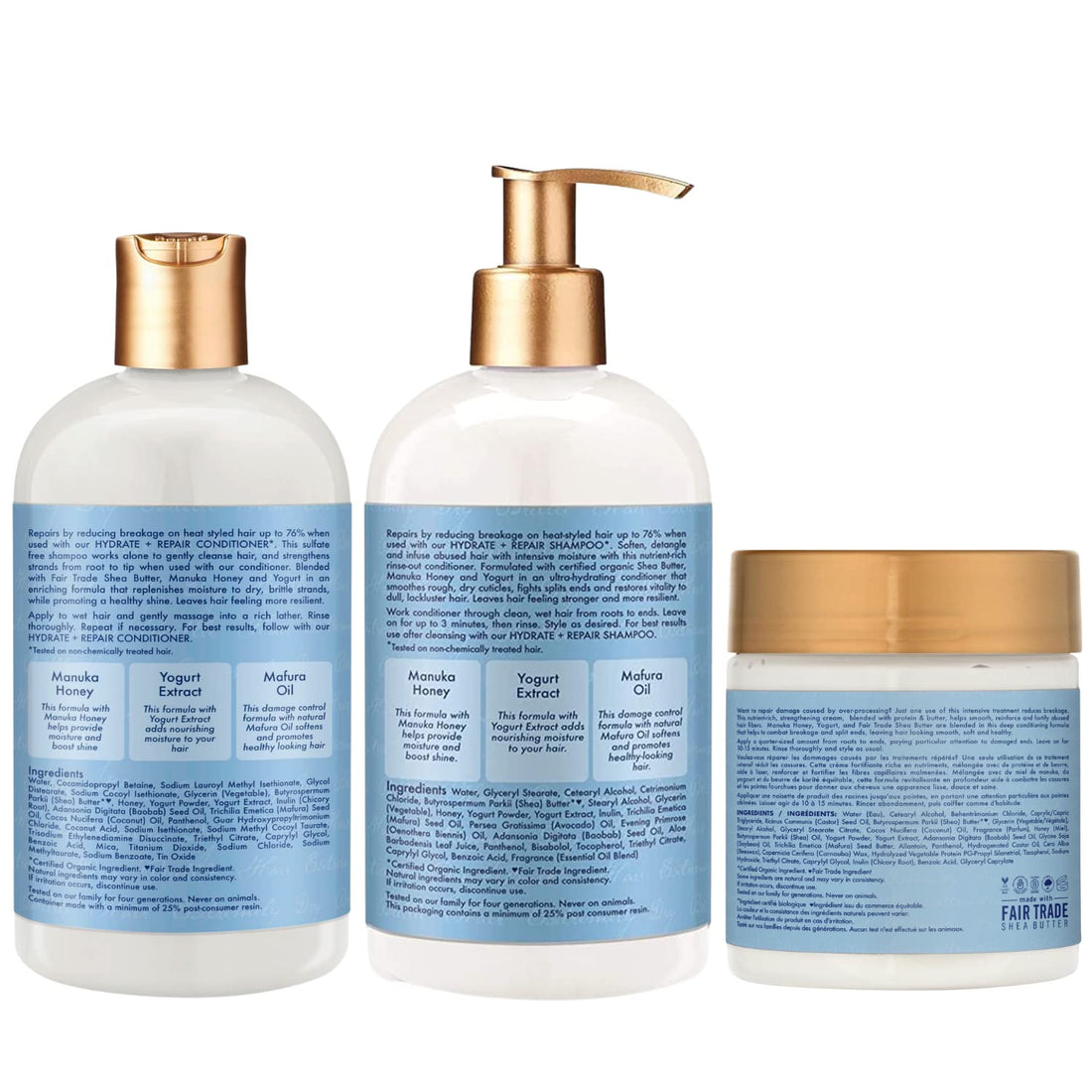 SheaMoisture Manuka Honey & Yogurt Hydrate+Repair Shampoo - Sulfate, Paraben, Silicone Free, Moisturizing Shampoo for Damaged Hair, 1.329 kg