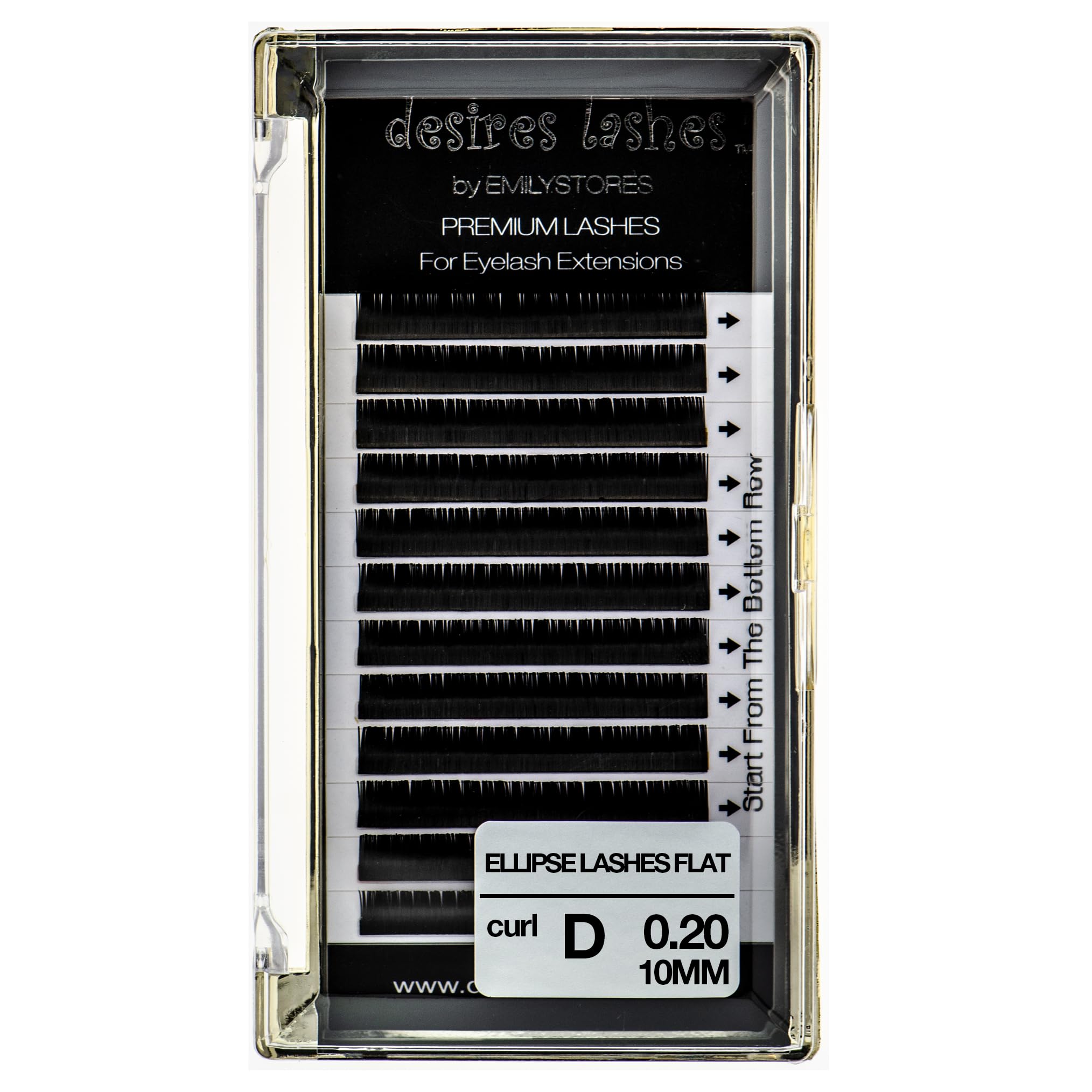 DESIRES LASHES By EMILYSTORES Ellipse 0.20mm Thickness D Curl Length 10mm Flat Shaped Volume Eyelash Extensions Single Size In One Tray Silk Mink Fake Eye Lashes by DESIRES LASHES By EMILYSTORES