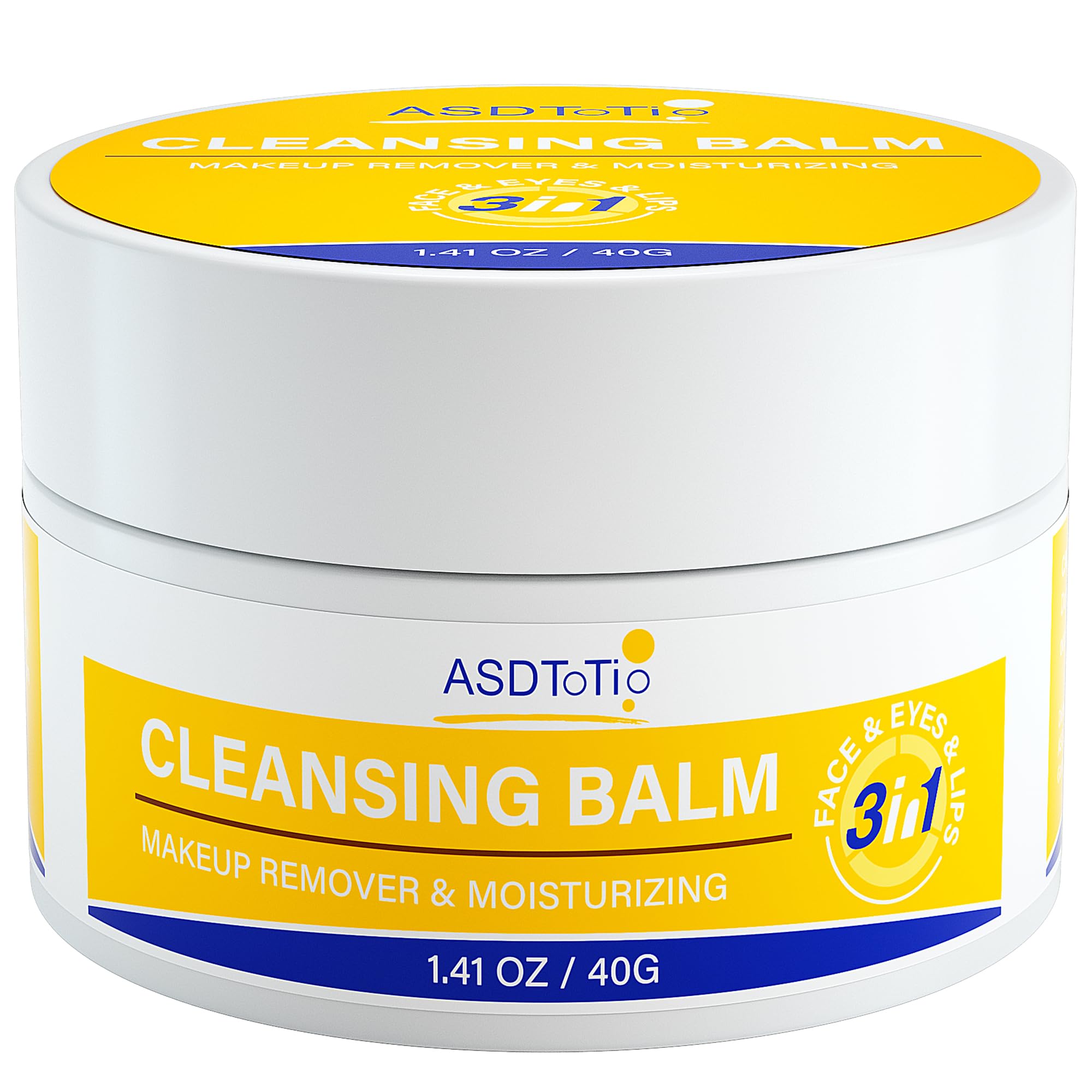 ASDToTio 3 in 1 Cleansing Balm- Eye Face Lip Cleansing Balm Makeup Remover,Natural Gentle, Deep Cleaning, Made for All Skin Types
