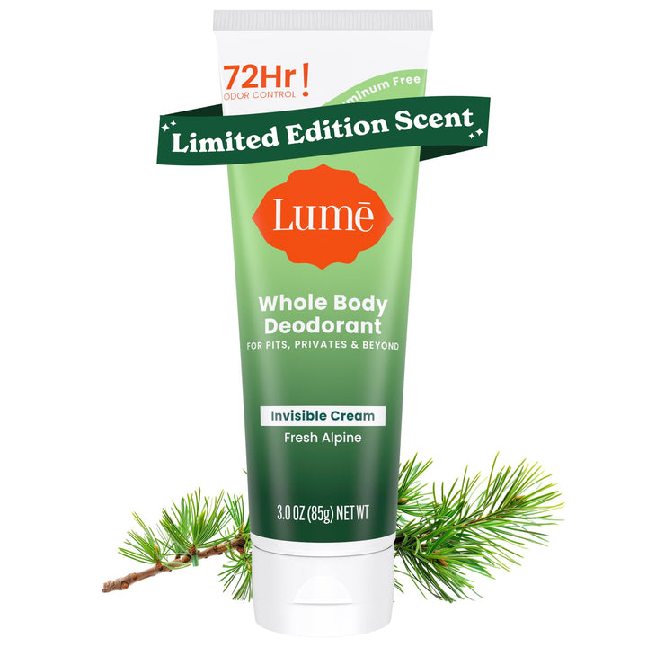 Lume Whole Body Deodorant - Invisible Cream Tube - 72 Hour Odor Control - Doctor Developed - Aluminum Free, Baking Soda Free and Skin Loving - 3.0 Ounce (Fresh Alpine)