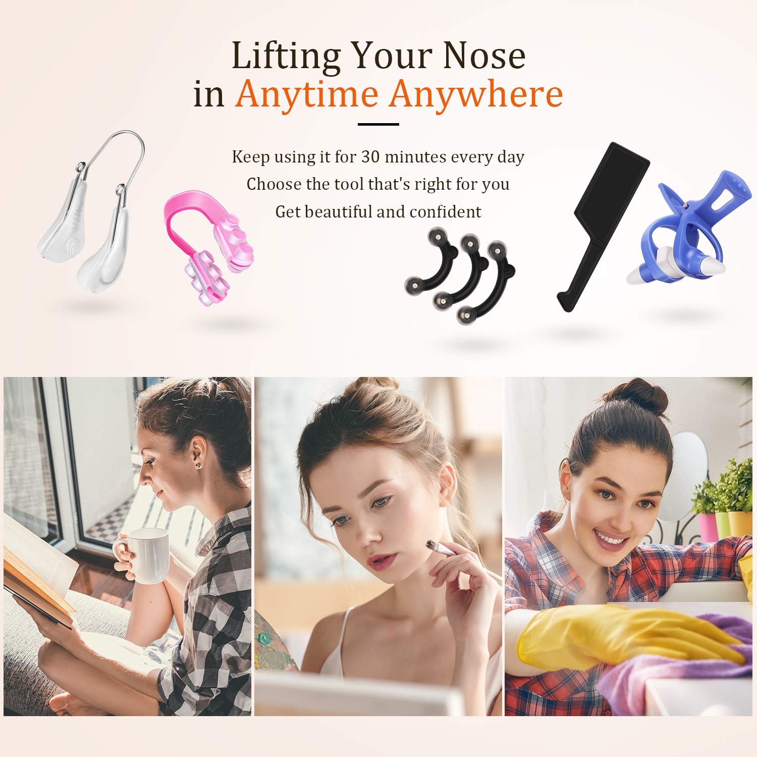 5 Pieces Nose up Lifting Clips Nose Lifter Silicone Nose Bridge Slimming Clips Beauty Clip Tools for Women
