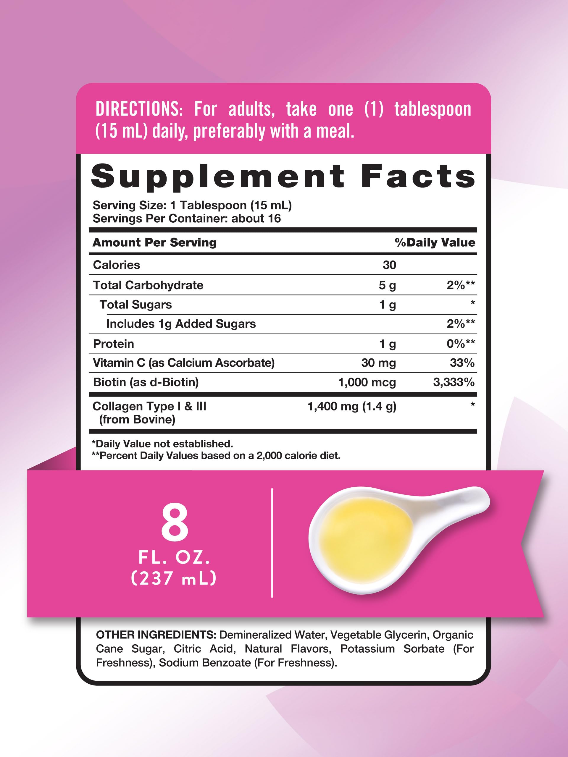 Nature's Truth Liquid Collagen | with Biotin | Berry Flavor | 8 oz | Non-GMO and Gluten Free Supplement