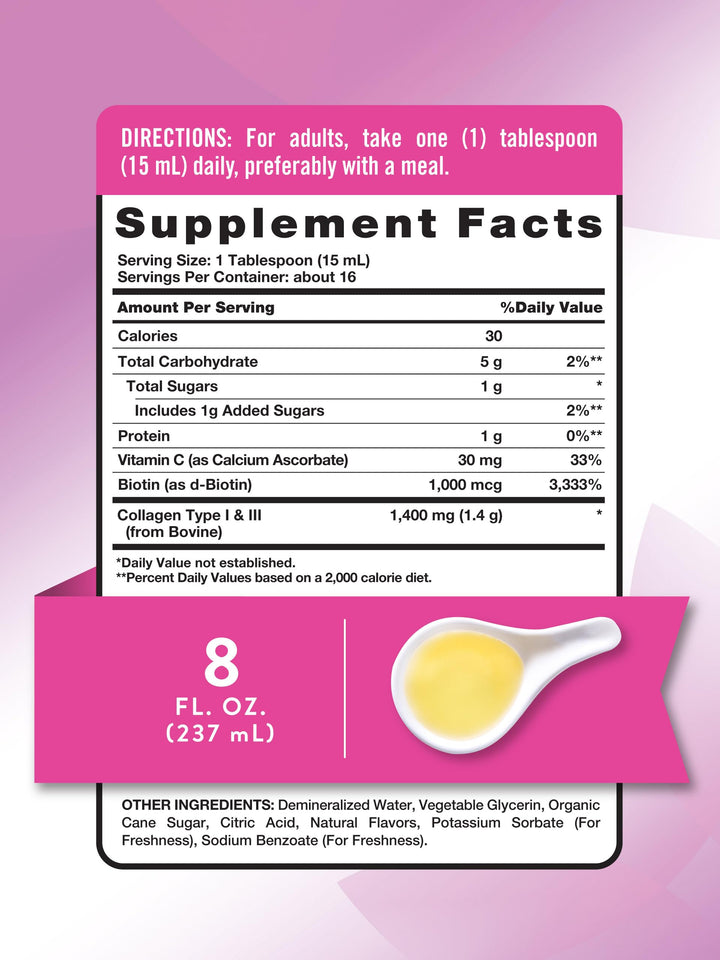 Nature's Truth Liquid Collagen | with Biotin | Berry Flavor | 8 oz | Non-GMO and Gluten Free Supplement