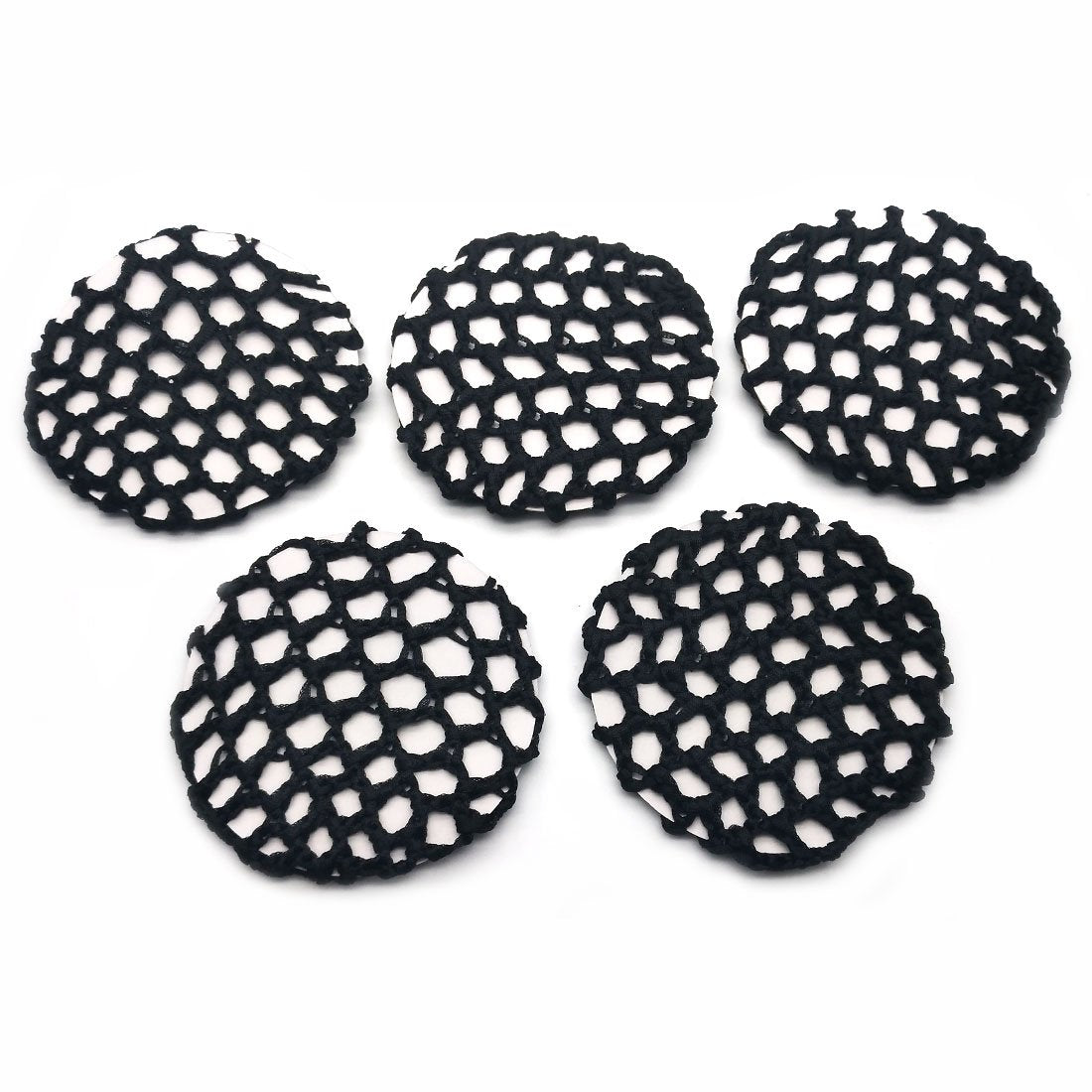 Women Ballet Dance Skating Snoods Hair Net Bun Cover Black - Pack of 5 (Bold mesh)