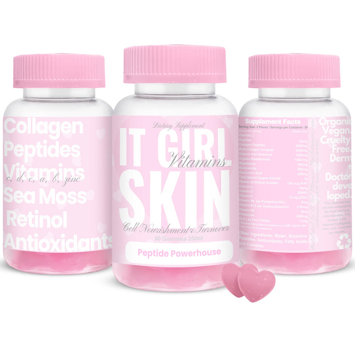 Multi Collagen Peptides Gummies for Women, Vegan Skin Supplement - Retinol, Hyaluronic Acid, Sea Moss, Vitamin C & Antioxidants for Anti-Aging, Hydration, Glow, Acne, Spots, Edible Korean Skin Care