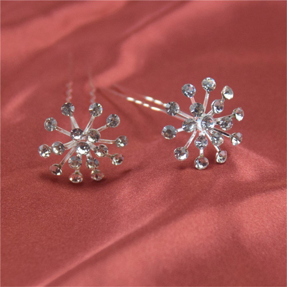 yueton 10pcs Bling Starry Crystal Rhinestone Bridal Wedding Hair Pins Women Headwear Hair Accessories (Clear)