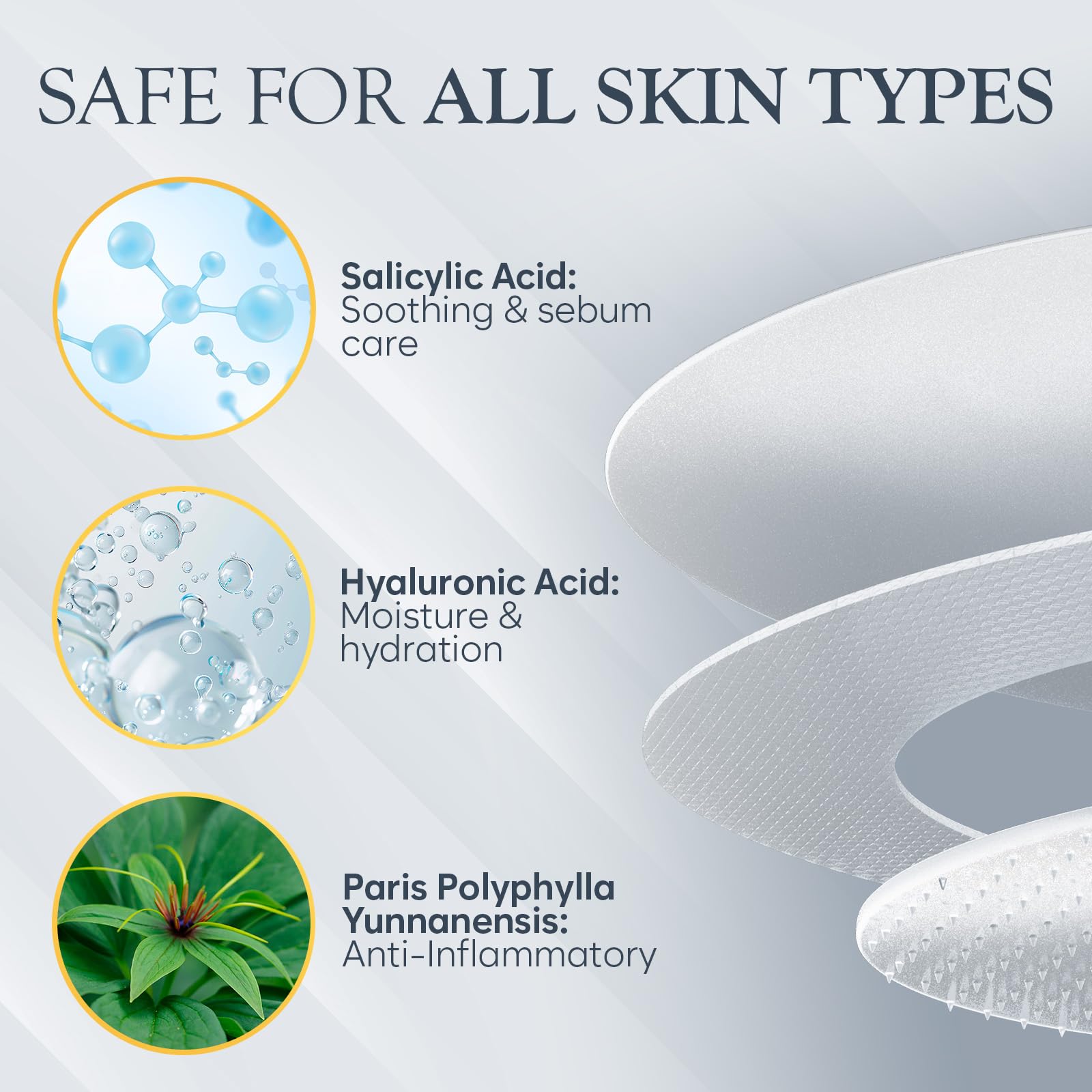 BLOOMORA Microdart Acne Patch, Zit Patches for Cystic Acne Overnight Care, Cystic Acne Coverage, Pimple Patches Microdart Technology - Salicylic & Hyaluronic Acid (12 Count)