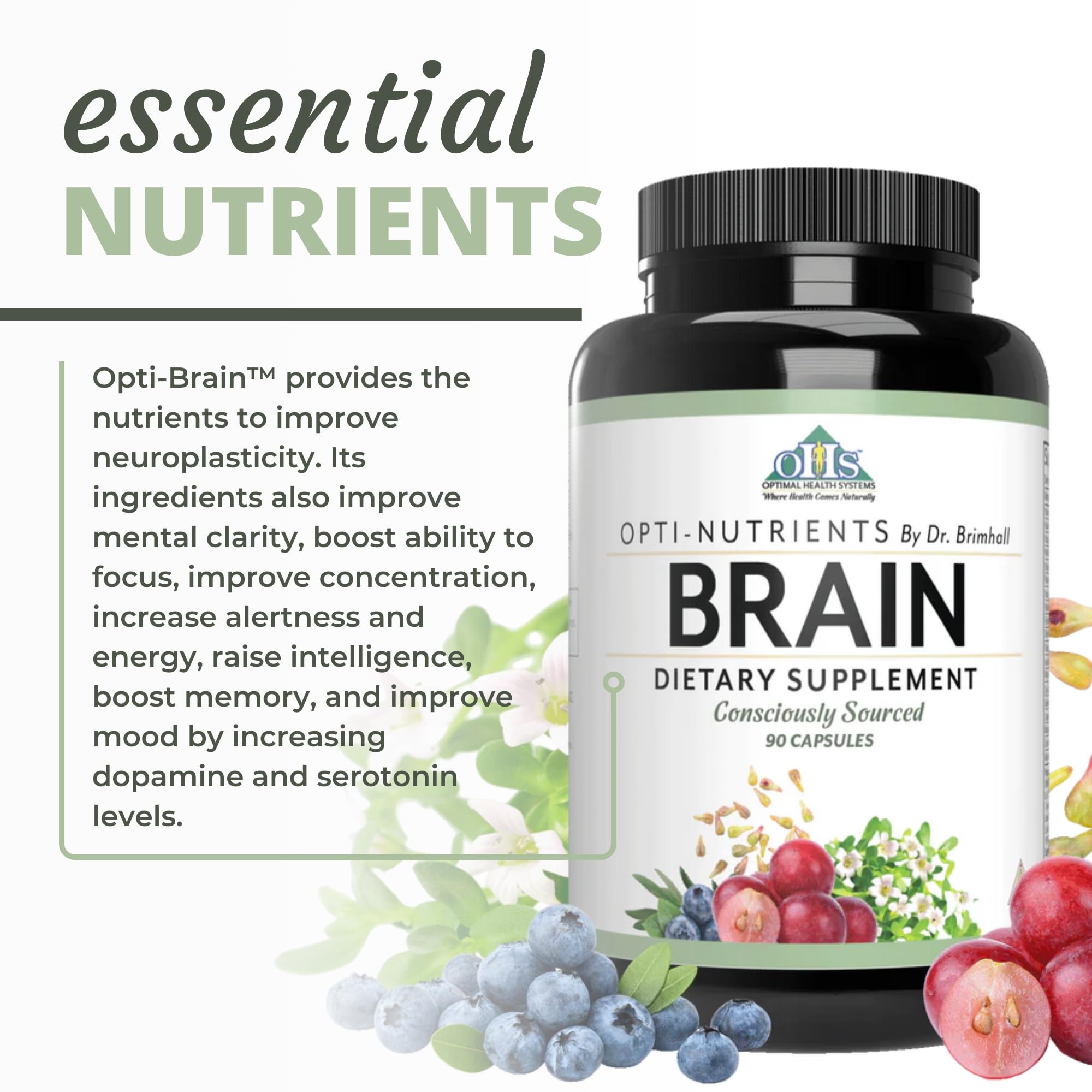Opti Nutrients by Dr BrimHall | Opti-Brain Consciously Sourced| 90 Capsules