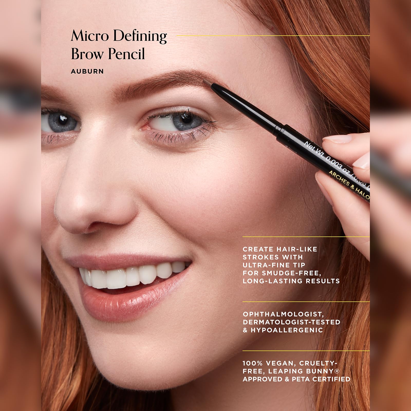 Arches & Halos Micro Defining Brow Pencil, Auburn, 0.03 oz