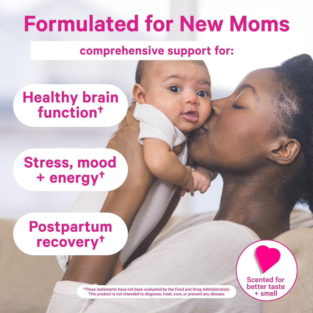 Pink Stork Total Postnatal Vitamins for Women with Vegan DHA, Iron, Folate, and Vitamin B12, Postpartum Recovery Essentials, Daily Supplement for Breastfeeding Moms - 1 Month Supply